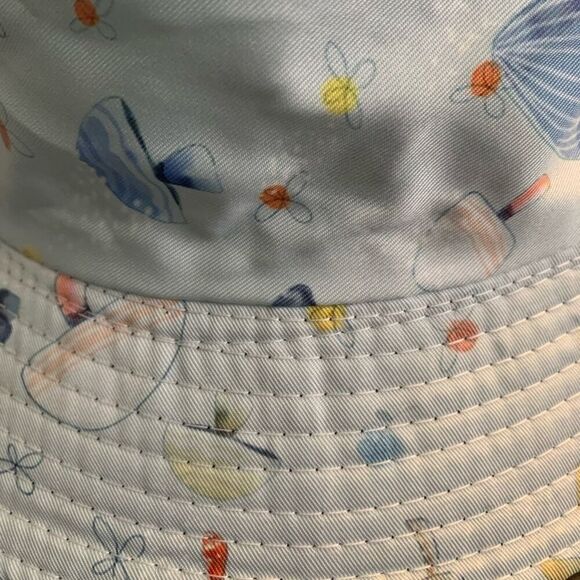 Boutique Handcrafted Whimsical Mushroom Print Baby Blue Trendy Bucket Hat OSFM - Picture 7 of 8